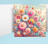 Set of 2, Flower Cards, Greeting Cards, Matching Designs, Bulk Pack of Cards