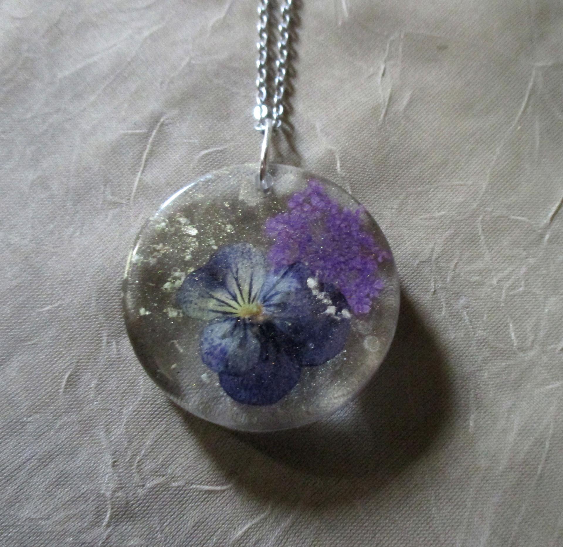 Pressed Flower Necklace - Forget Me Not Flower Oval – Likemychoice