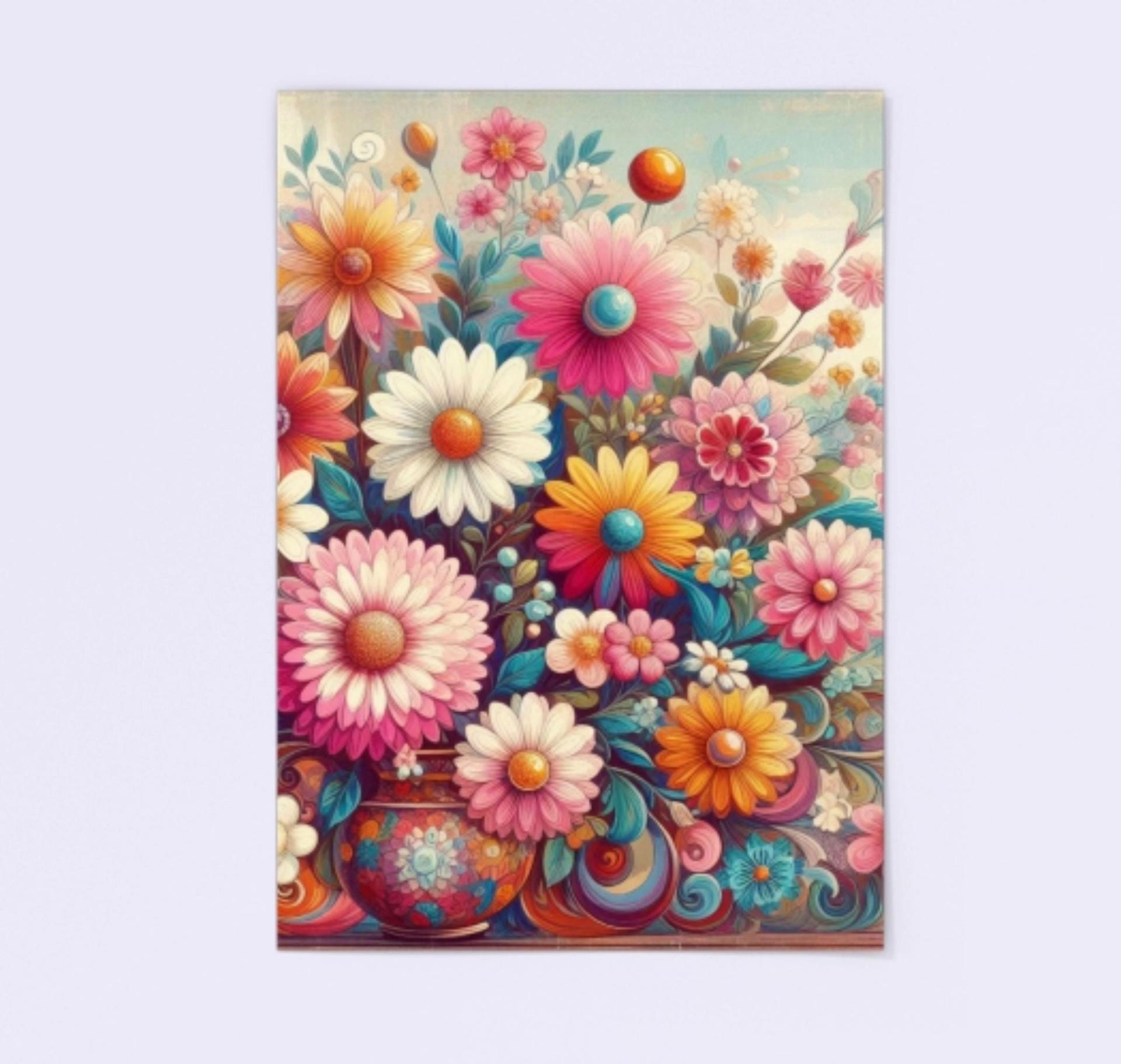 Set of 2, Flower Cards, Greeting Cards, Matching Designs, Bulk Pack of Cards