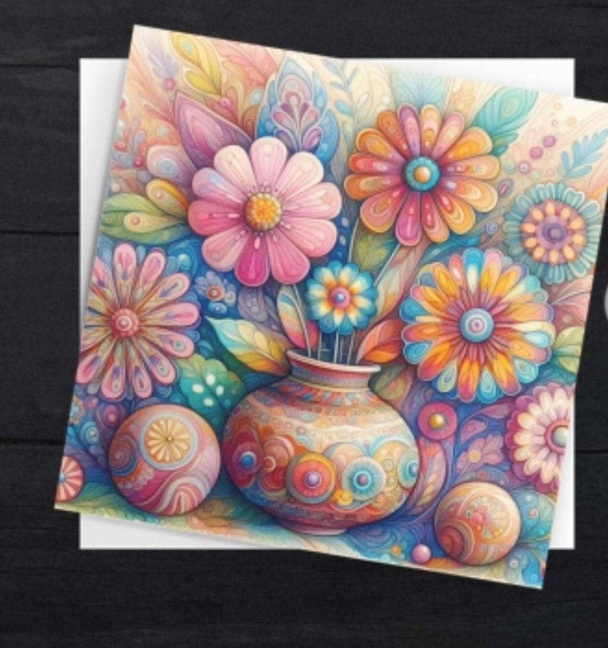 Set of 2, Flower Cards, Greeting Cards, Matching Designs, Bulk Pack of Cards